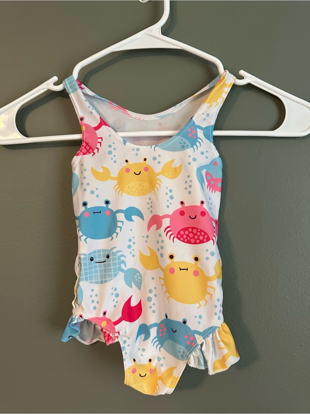 Source Unknown Kids One-Piece Swimsuit - White with Yellow, Blue, Pink